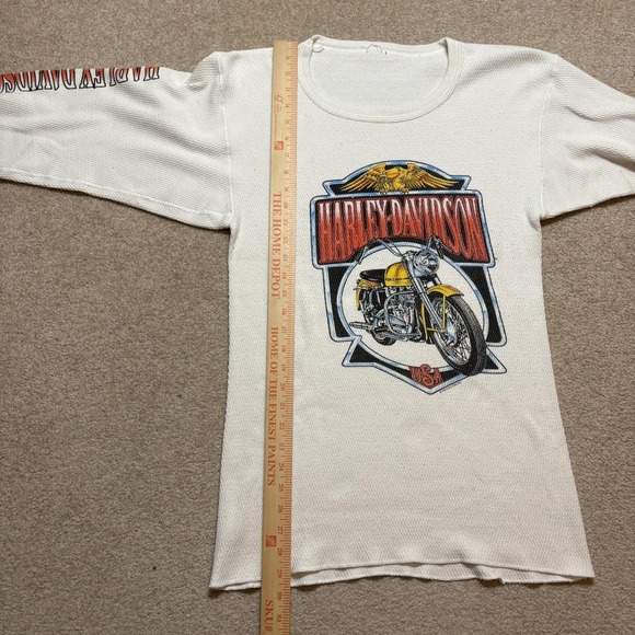 Vtg Harley-Davidson Thermal Shirt Mens Small White Motorcycle Long Sleeve 90s US - Picture 8 of 10